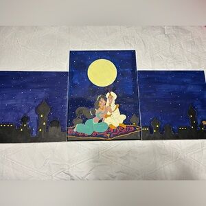 Handmade Custom Painting Aladdin and Jasmine Carpet Scene By Me!!!